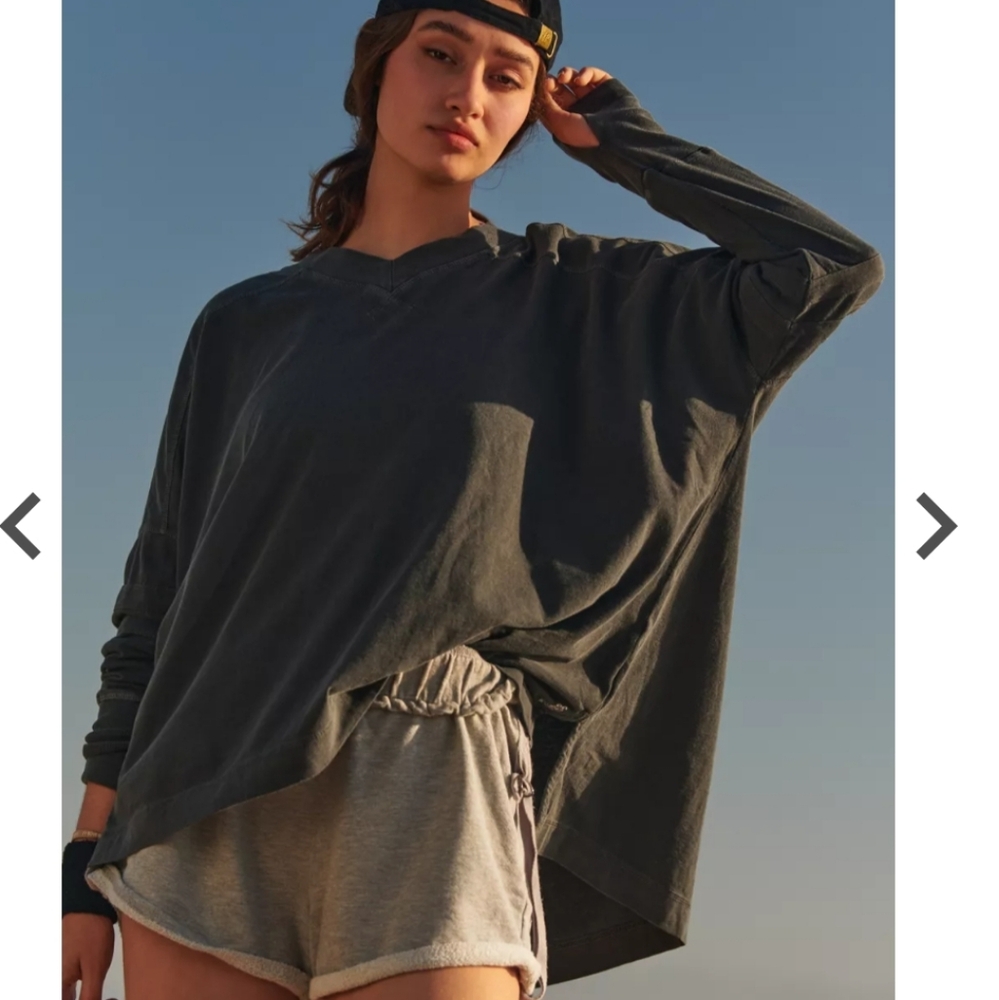 FP Movement by Free People Oversized Long Sleeve Tee in Charcoal